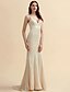 baratos Vestidos de Casamento-Mermaid / Trumpet V Neck Sweep / Brush Train Lace / Tulle Spaghetti Strap Sexy Plus Size Wedding Dresses with Lace 2020