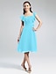 cheap Bridesmaid Dresses-A-Line Straight Neckline Knee Length Chiffon Bridesmaid Dress with Ruffles / Draping