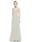 cheap Bridesmaid Dresses-Sheath / Column One Shoulder Floor Length Chiffon Bridesmaid Dress with Criss Cross / Ruffles