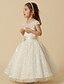 baratos Vestidos para Menina das Flores de Casamento-Linha A Até os Joelhos Vestido para Meninas das Flores Lindo Vestido de Baile Renda com Renda Ajuste 3-16 anos