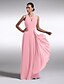 cheap Bridesmaid Dresses-Sheath / Column V Neck Floor Length Chiffon / Charmeuse Bridesmaid Dress with Criss Cross by LAN TING BRIDE® / Open Back