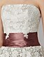 cheap Special Occasion Dresses-A-Line Color Block Holiday Homecoming Cocktail Party Dress Strapless Sleeveless Tea Length Satin Lace Over Tulle with Lace 2020