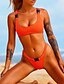 tanie Bikini-Damskie Bandeau (opaska na biust) Podstawowy Bikini Kostium kąpielowy Solidne kolory Bez ramiączek Stroje kąpielowe Kostiumy kąpielowe Biały Czarny Żółty Pomarańczowy / Seksowny