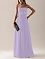 cheap The Wedding Store-Sheath / Column Strapless Floor Length Chiffon Bridesmaid Dress with Pleats / Draping / Flower