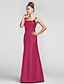 cheap Bridesmaid Dresses-Sheath / Column Straps Floor Length Taffeta Bridesmaid Dress with Ruched / Flower