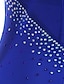 cheap Ice Skating Dresses , Pants &amp; Jackets-Figure Skating Dress Women&#039;s Girls&#039; Ice Skating Dress Outfits Dark Blue Mesh Spandex High Elasticity Practice Professional Competition Skating Wear Anatomic Design Quick Dry Handmade Patchwork