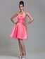 cheap Bridesmaid Dresses-A-Line Strapless Knee Length Satin Bridesmaid Dress with Draping Ruched by LAN TING BRIDE®