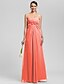 cheap Bridesmaid Dresses-Sheath / Column Strapless Floor Length Chiffon Bridesmaid Dress with Bow(s) Draping Sash / Ribbon Side Draping by LAN TING BRIDE®