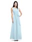 זול שמלות שושבינה-מעטפת \ עמוד שמלה לשושבינה  עם תכשיטים ללא שרוולים אלגנטית באורך הקרסול שיפון עם סרט / פפיון(ים) / קפלים 2022