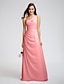 cheap Bridesmaid Dresses-Sheath / Column Bridesmaid Dress One Shoulder Sleeveless Elegant Floor Length Chiffon with Beading / Side Draping