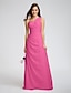 cheap Bridesmaid Dresses-Sheath / Column Bridesmaid Dress One Shoulder Sleeveless Elegant Floor Length Chiffon with Beading / Side Draping