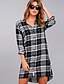 cheap Women&#039;s Blouses &amp; Shirts-Women&#039;s Color Block Check Black &amp; White Loose Shirt - Cotton Street chic Daily Weekend Shirt Collar Black