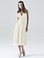 cheap Bridesmaid Dresses-A-Line Halter Neck / V Neck Tea Length Chiffon Bridesmaid Dress with Sash / Ribbon / Bow(s) / Ruched