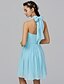 cheap Bridesmaid Dresses-A-Line Halter Neck Short / Mini Chiffon Bridesmaid Dress with Ruched