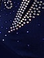 baratos Vestidos de Patinagem no Gelo-Vestidos para Patinação Artística Mulheres Patinação no Gelo Vestidos Roupa Azul Marinho Escuro Com Transparência Elastano Com Stretch Ensaio / Prática Profissional Competição Roupa para Patinação