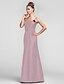 cheap Bridesmaid Dresses-Sheath / Column Straps Floor Length Taffeta Bridesmaid Dress with Ruched / Flower