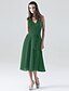 cheap Bridesmaid Dresses-A-Line Halter Neck / V Neck Tea Length Chiffon Bridesmaid Dress with Sash / Ribbon / Bow(s) / Ruched