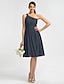 cheap Bridesmaid Dresses-Sheath / Column One Shoulder Knee Length Chiffon Bridesmaid Dress with Sash / Ribbon / Ruched / Side Draping