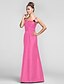 cheap Bridesmaid Dresses-Sheath / Column Straps Floor Length Taffeta Bridesmaid Dress with Ruched / Flower