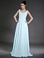 cheap The Wedding Store-A-Line Bridesmaid Dress Straps / V Neck Sleeveless Elegant Floor Length Chiffon with Criss Cross / Beading / Draping 2022