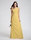 cheap Bridesmaid Dresses-Sheath / Column Bridesmaid Dress One Shoulder Sleeveless Elegant Floor Length Chiffon with Beading / Side Draping