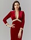 Χαμηλού Κόστους Βραδινά Φορέματα-Ίσια Γραμμή Κομψό Επίσημο Βραδινό Φόρεμα Βυθίζοντας το λαιμό Μακρυμάνικο Μακρύ Βελούδο με Δαντέλα Πλισέ Διακοσμητικά Επιράμματα 2020