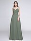 cheap Bridesmaid Dresses-Sheath / Column V Neck Floor Length Lace / Tulle Bridesmaid Dress with Lace by LAN TING BRIDE® / See Through