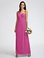 cheap Bridesmaid Dresses-Sheath / Column Bridesmaid Dress One Shoulder Sleeveless Elegant Ankle Length Georgette with Criss Cross