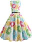 abordables Vestidos vintage-Mujer Vestido de Columpio Algodón Sin Mangas Floral Estampado Primavera Verano Vintage Diario Noche Algodón Delgado Arco Iris S M L XL XXL