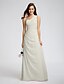 cheap Bridesmaid Dresses-Sheath / Column Bridesmaid Dress One Shoulder Sleeveless Elegant Floor Length Chiffon with Beading / Side Draping