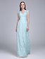 cheap Bridesmaid Dresses-Sheath / Column Bridesmaid Dress V Neck Sleeveless Two Piece Floor Length Lace with Sash / Ribbon