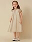 cheap Flower Girl Dresses-Sheath / Column Knee Length Flower Girl Dress Cute Prom Dress Chiffon with Pleats Fit 3-16 Years