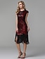 cheap Special Occasion Dresses-Sheath / Column Roaring 20s Dress Party Wear Asymmetrical Short Sleeve Jewel Neck Polyester with Sequin Tassel 2022