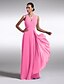 cheap Bridesmaid Dresses-Sheath / Column V Neck Floor Length Chiffon / Charmeuse Bridesmaid Dress with Criss Cross by LAN TING BRIDE® / Open Back