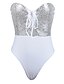 cheap One-piece swimsuits-Women&#039;s Bandeau Basic One-piece Swimsuit Solid Colored Strapless Swimwear Bathing Suits Blue Silver / Sexy