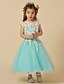 cheap Flower Girl Dresses-A-Line Knee Length Flower Girl Dresses Pageant Lace Sleeveless Jewel Neck with Sash / Ribbon 2022