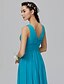 cheap Bridesmaid Dresses-A-Line Bridesmaid Dress V Neck Sleeveless Elegant Floor Length Chiffon with Criss Cross / Beading / Side Draping