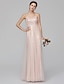 baratos Vestidos para Madrinhas-A-Line Bridesmaid Dress Spaghetti Strap Sleeveless Floor Length Tulle / Sequined with Pleats / Sequin 2022