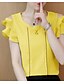 Недорогие Женские футболки-Жен. Футболка Классический Однотонный Пыльная роза Желтый