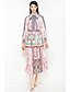 cheap Women&#039;s Dresses-Women&#039;s Daily / Holiday Street chic Swing Dress - Floral / Abstract Lace up Shirt Collar Spring Cotton Rainbow M L XL