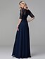 cheap Special Occasion Dresses-A-Line Minimalist Dress Formal Evening Floor Length Half Sleeve Illusion Neck Chiffon with Sash / Ribbon Bow(s) 2022