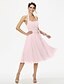 cheap Bridesmaid Dresses-A-Line Halter Neck Knee Length Chiffon Bridesmaid Dress with Sash / Ribbon / Bow(s) / Pleats