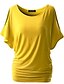 abordables T-shirts Femme-Tee-shirt Femme, Couleur Pleine - Coton Basique / Chic de Rue Mince Vin / Eté