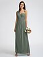 cheap Bridesmaid Dresses-Sheath / Column Bridesmaid Dress One Shoulder Sleeveless Elegant Ankle Length Georgette with Criss Cross