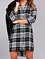 cheap Women&#039;s Blouses &amp; Shirts-Women&#039;s Color Block Check Black &amp; White Loose Shirt - Cotton Street chic Daily Weekend Shirt Collar Black