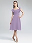 cheap Bridesmaid Dresses-A-Line Straight Neckline Knee Length Chiffon Bridesmaid Dress with Ruffles / Draping