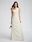 cheap Bridesmaid Dresses-Sheath / Column Bridesmaid Dress One Shoulder Sleeveless Elegant Floor Length Chiffon with Beading / Side Draping