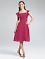 cheap Bridesmaid Dresses-A-Line Straight Neckline Knee Length Chiffon Bridesmaid Dress with Ruffles / Draping