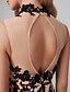 cheap Special Occasion Dresses-Mermaid / Trumpet Elegant &amp; Luxurious Dress Formal Evening Black Tie Gala Court Train Sleeveless High Neck Lace Backless with Lace Appliques 2024