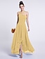 cheap Bridesmaid Dresses-A-Line One Shoulder Asymmetrical Chiffon Bridesmaid Dress with Draping / Ruched by LAN TING BRIDE®